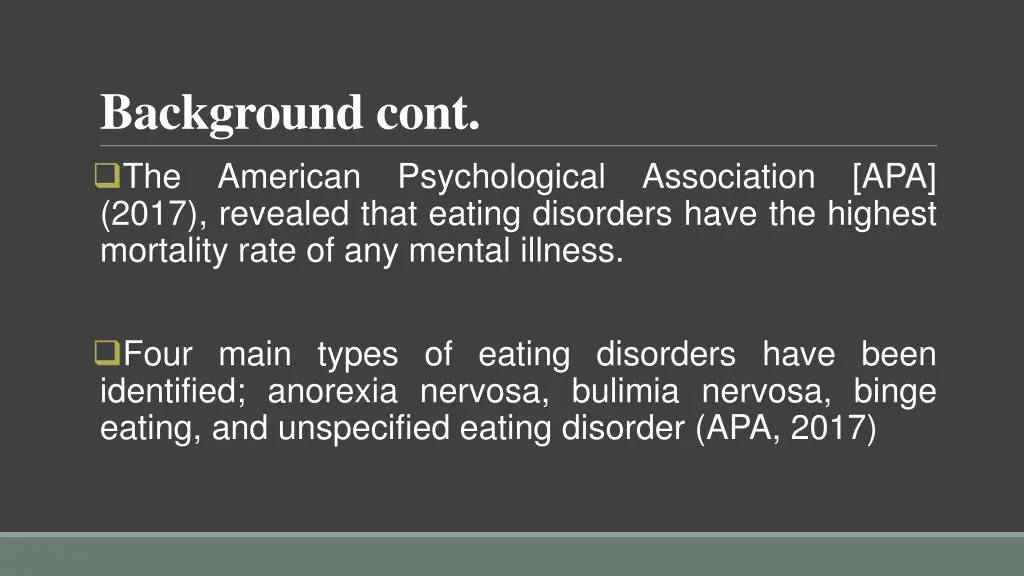 background cont the american psychological