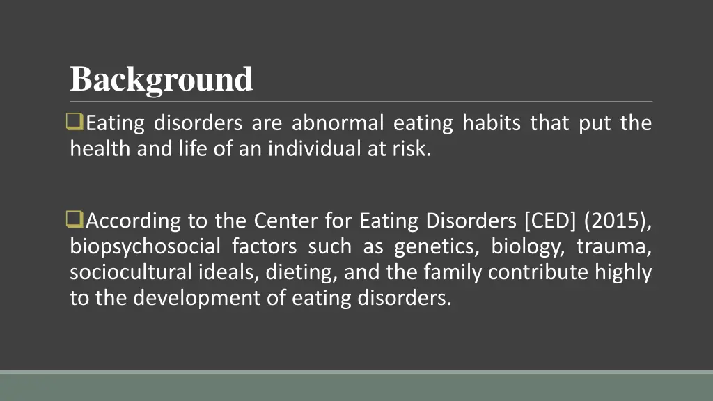 background eating disorders are abnormal eating