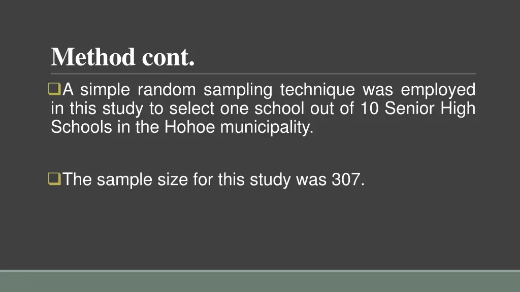 method cont a simple random sampling technique