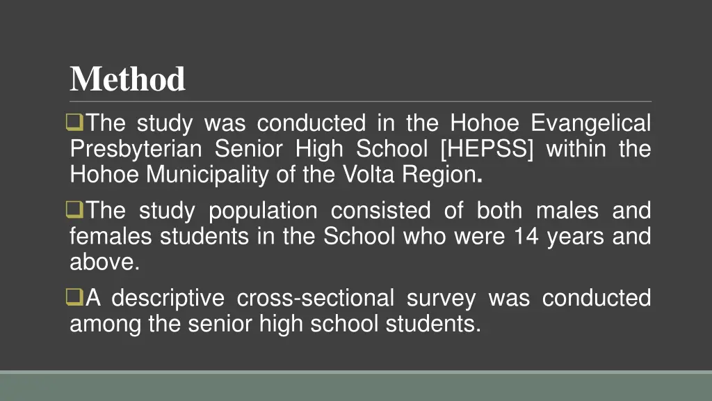 method the study was conducted in the hohoe