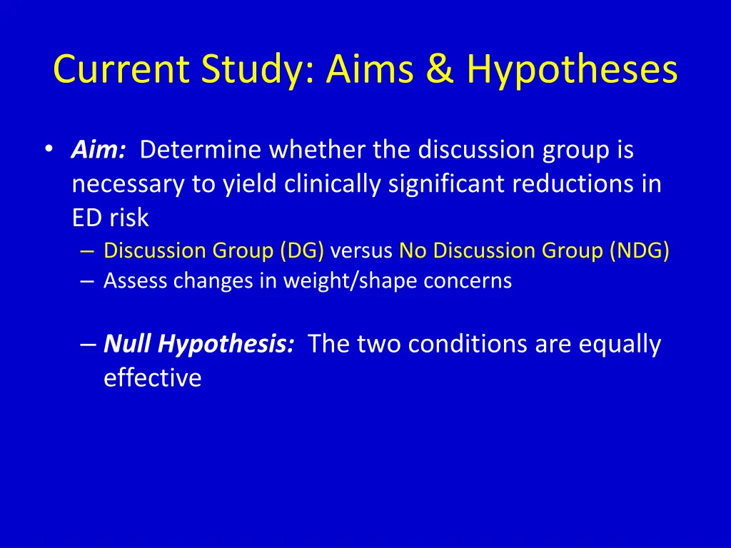 current study aims hypotheses