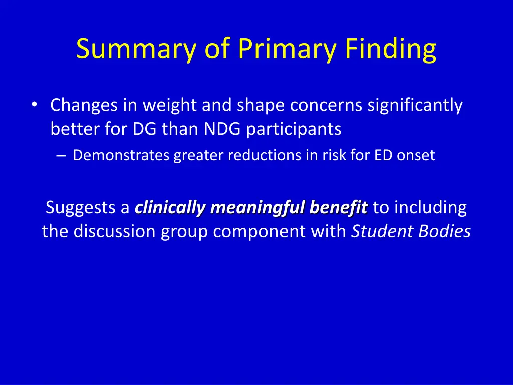 summary of primary finding