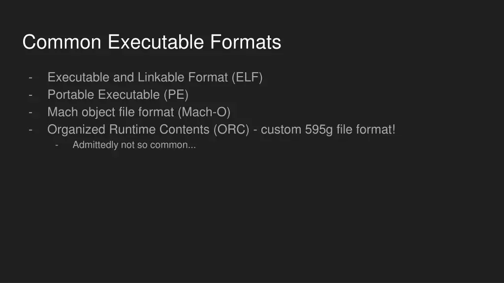 common executable formats