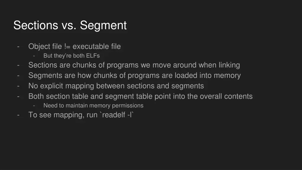 sections vs segment