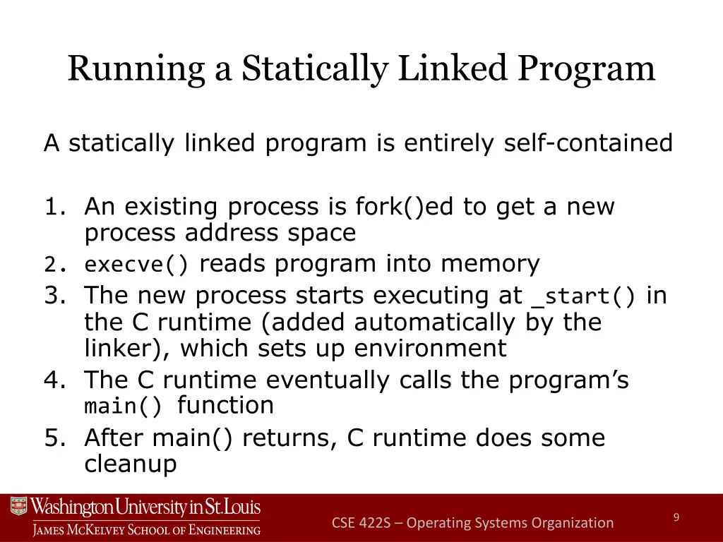 running a statically linked program