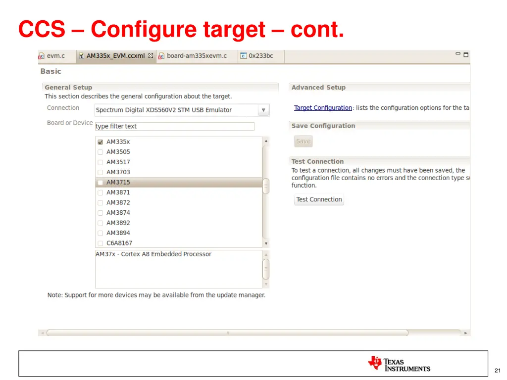 ccs configure target cont