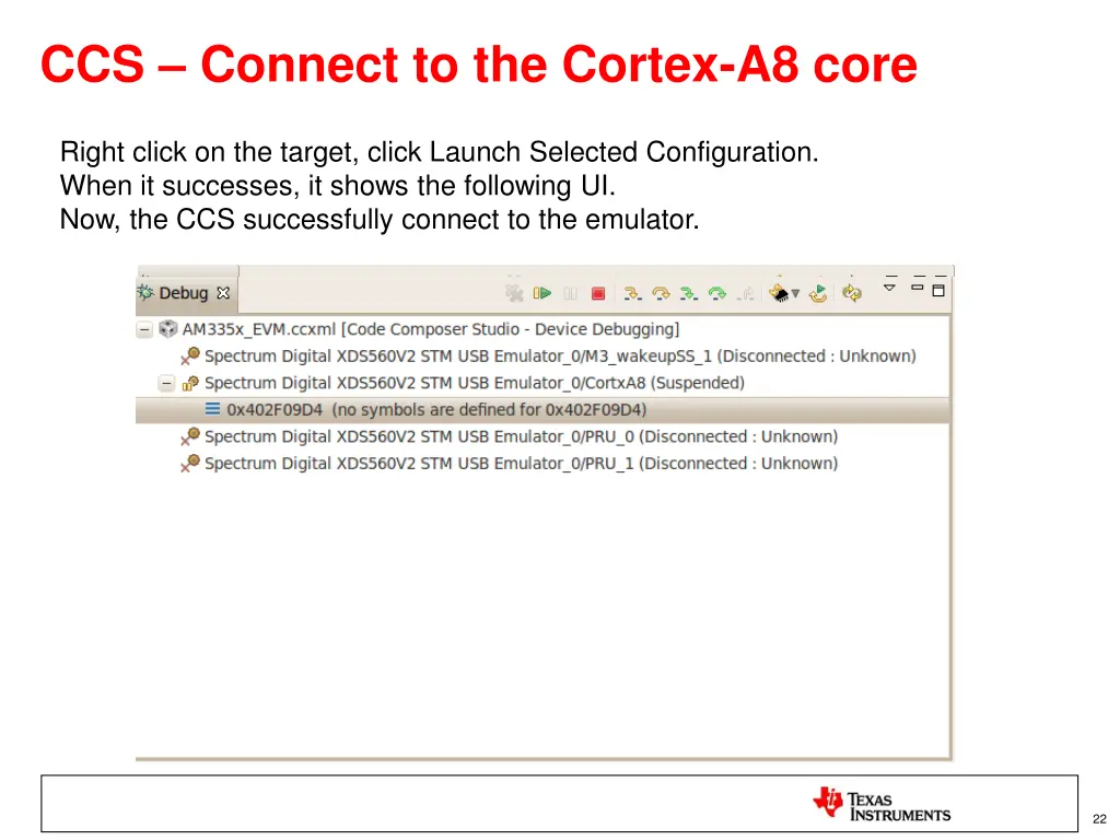 ccs connect to the cortex a8 core