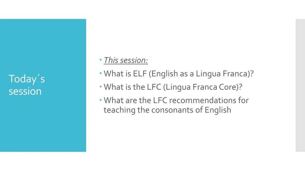 this session what is elf english as a lingua