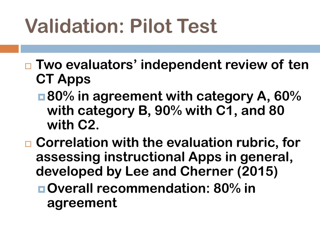 validation pilot test