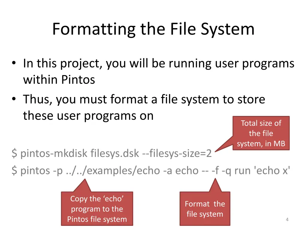 formatting the file system