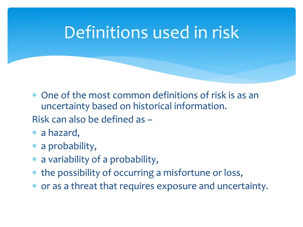 definitions used in risk 1