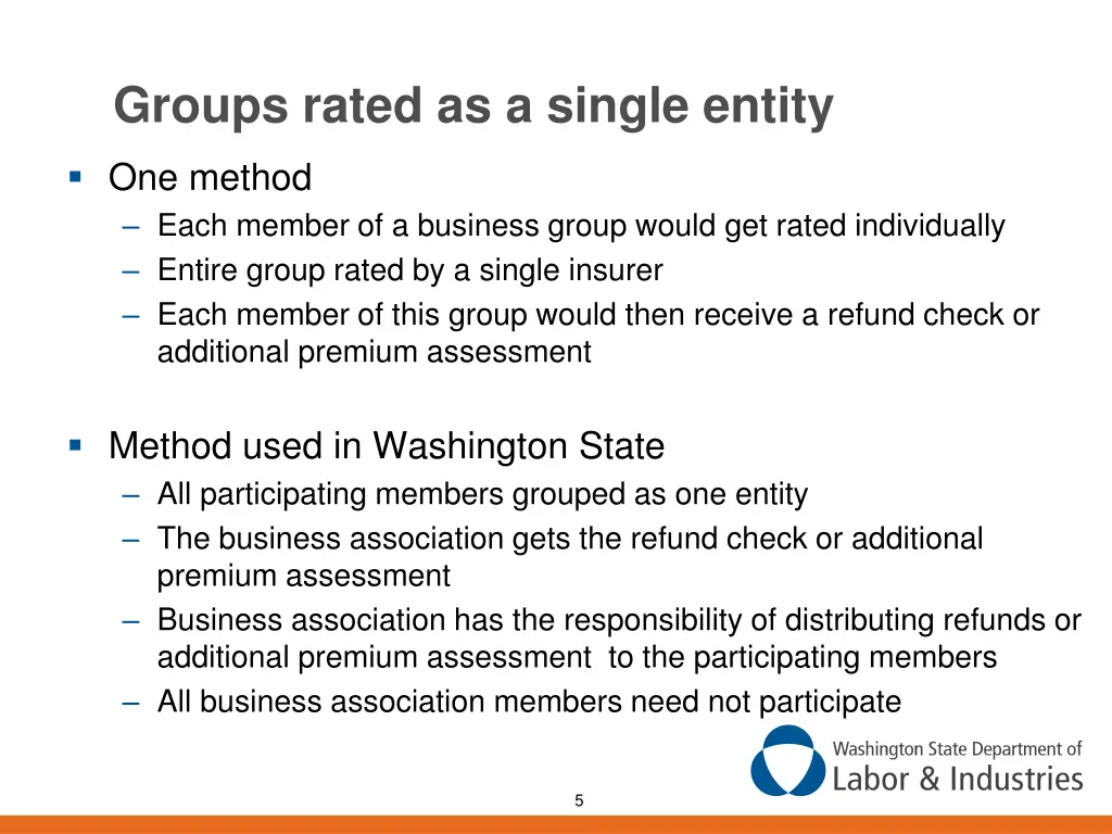 groups rated as a single entity