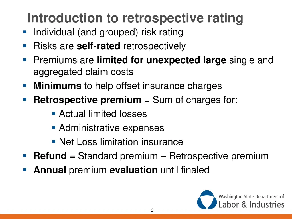 introduction to retrospective rating individual