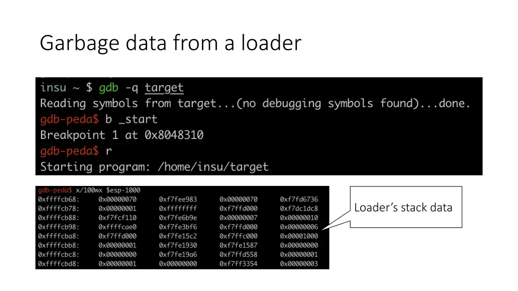 garbage data from a loader