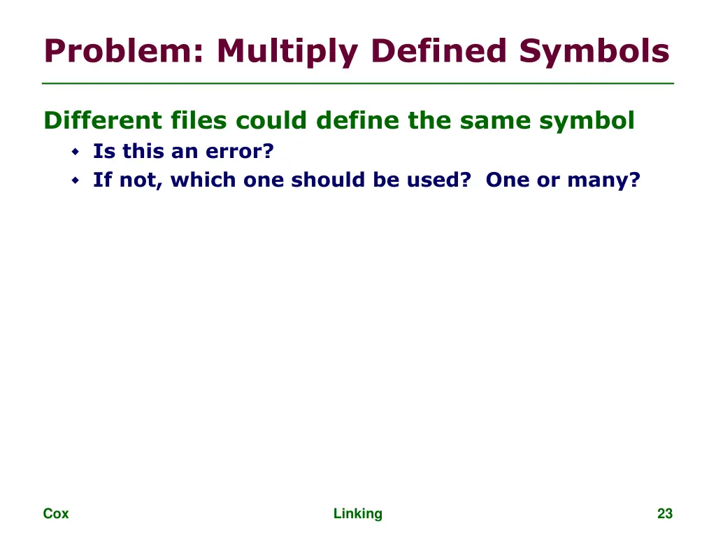 problem multiply defined symbols