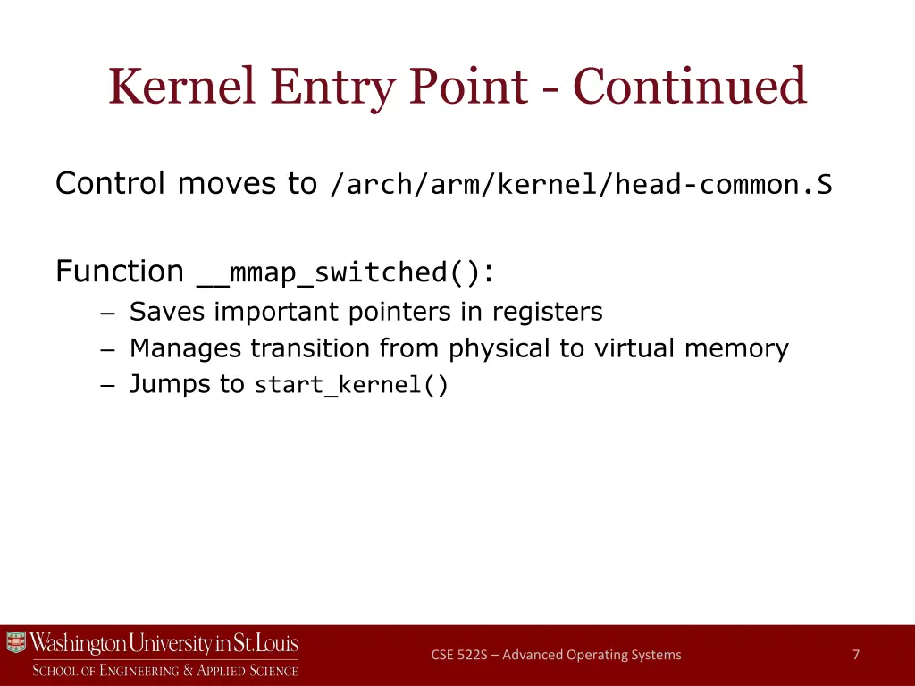 kernel entry point continued