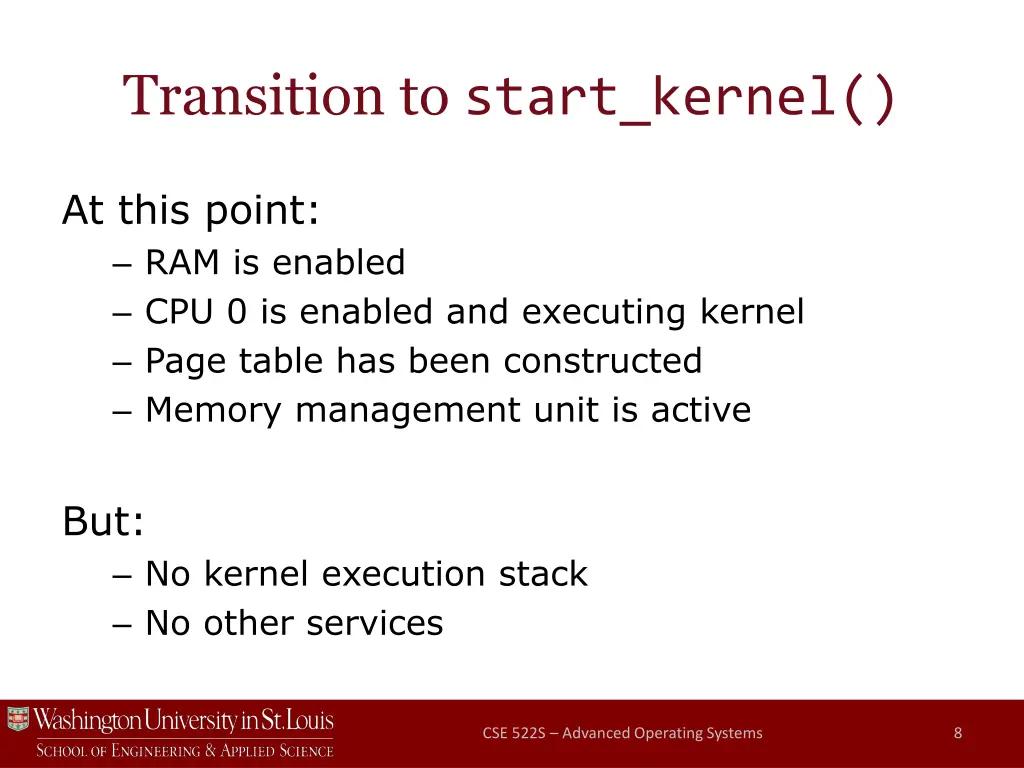 transition to start kernel