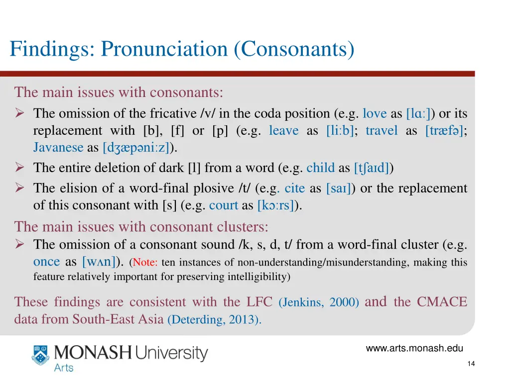 findings pronunciation consonants