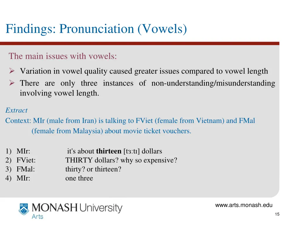 findings pronunciation vowels