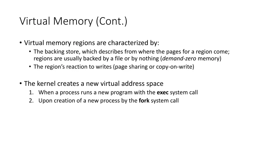 virtual memory cont