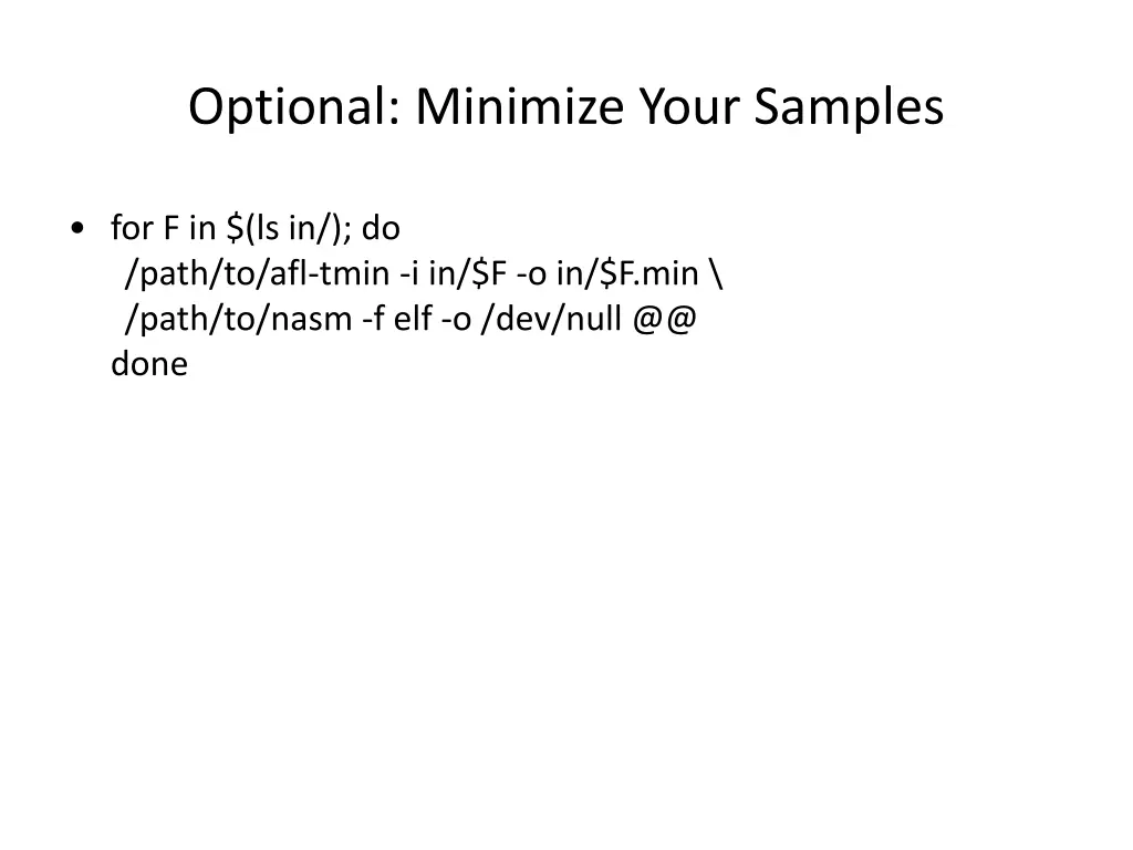 optional minimize your samples