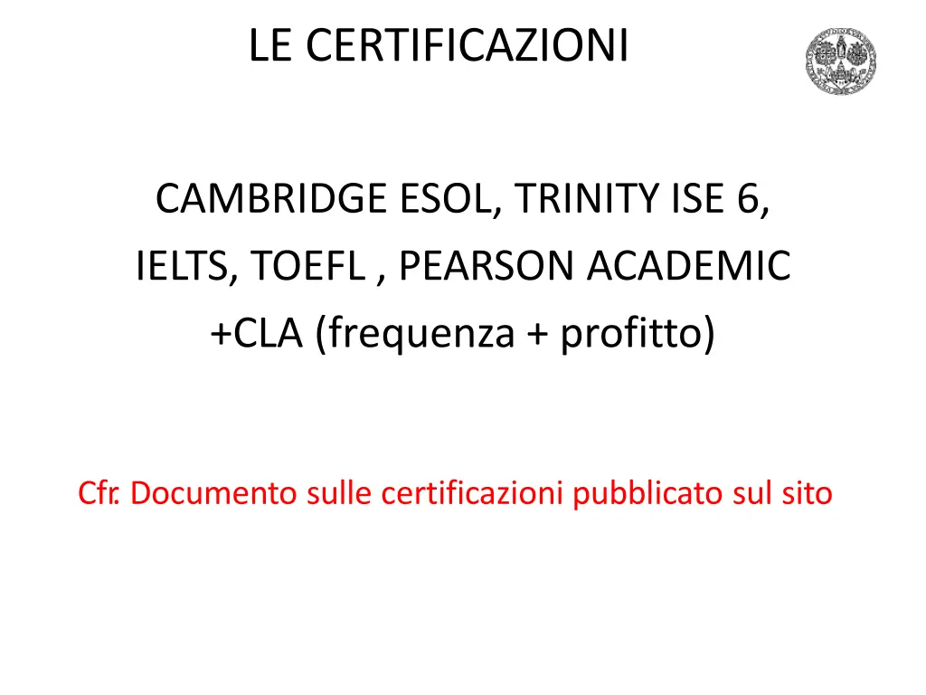 le certificazioni 1