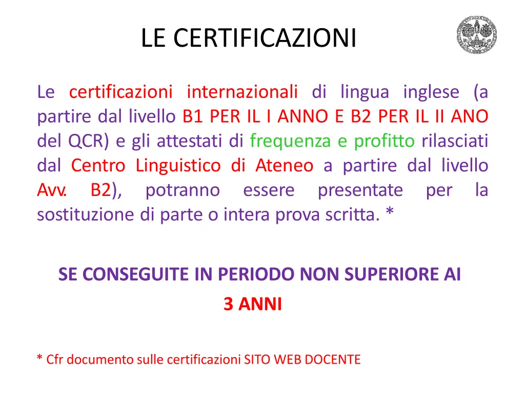 le certificazioni