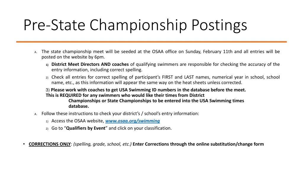 pre state championship postings