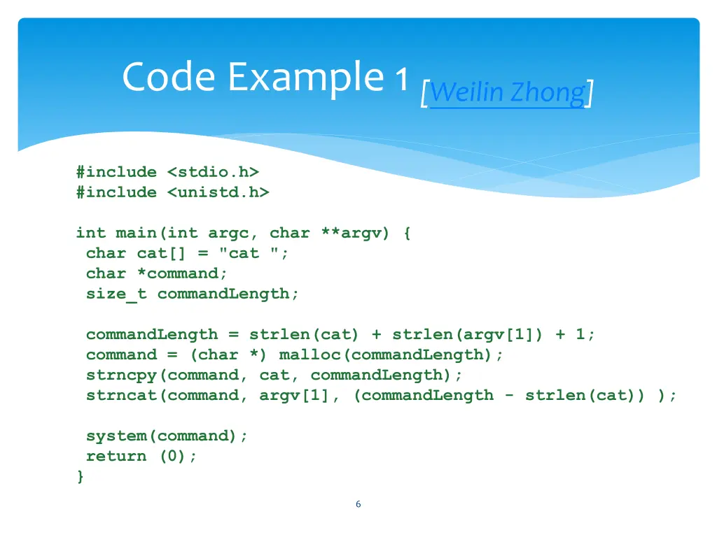 code example 1 weilin zhong