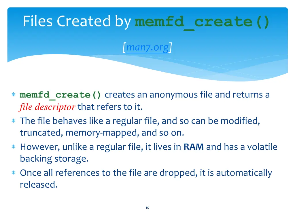 files created by memfd create