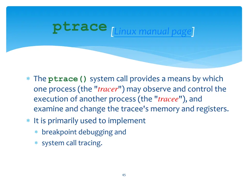 ptrace linux manual page