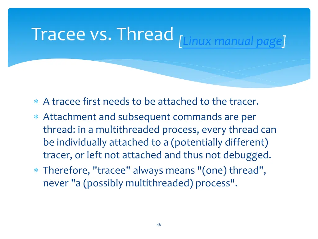 tracee vs thread linux manual page