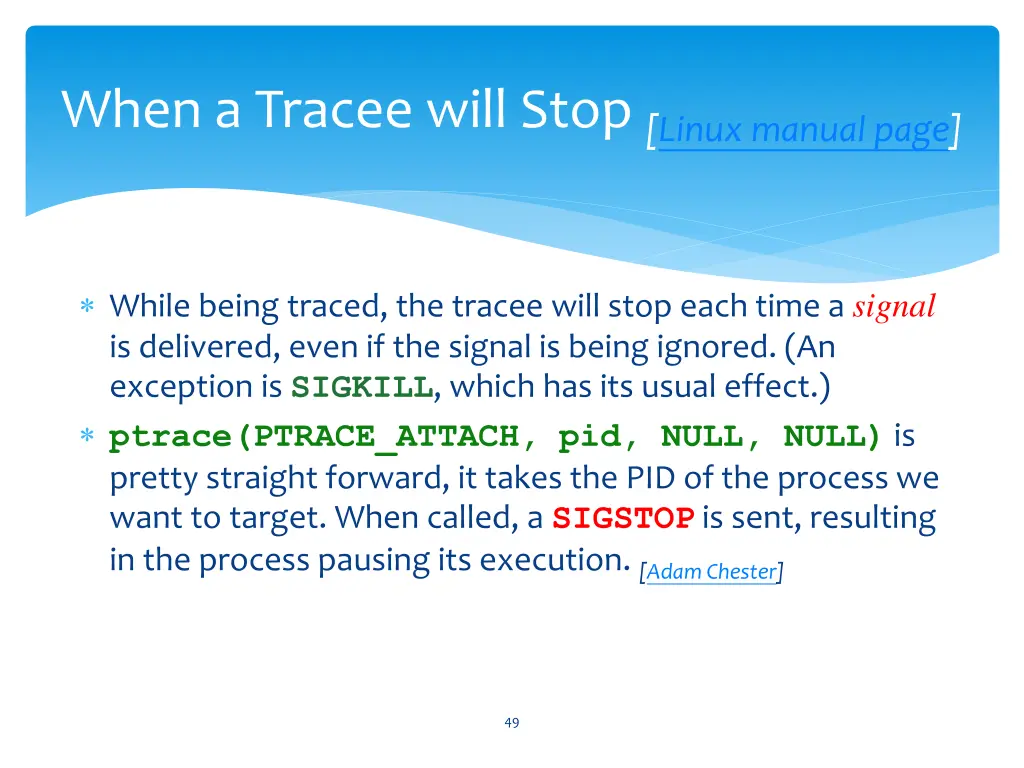 when a tracee will stop linux manual page