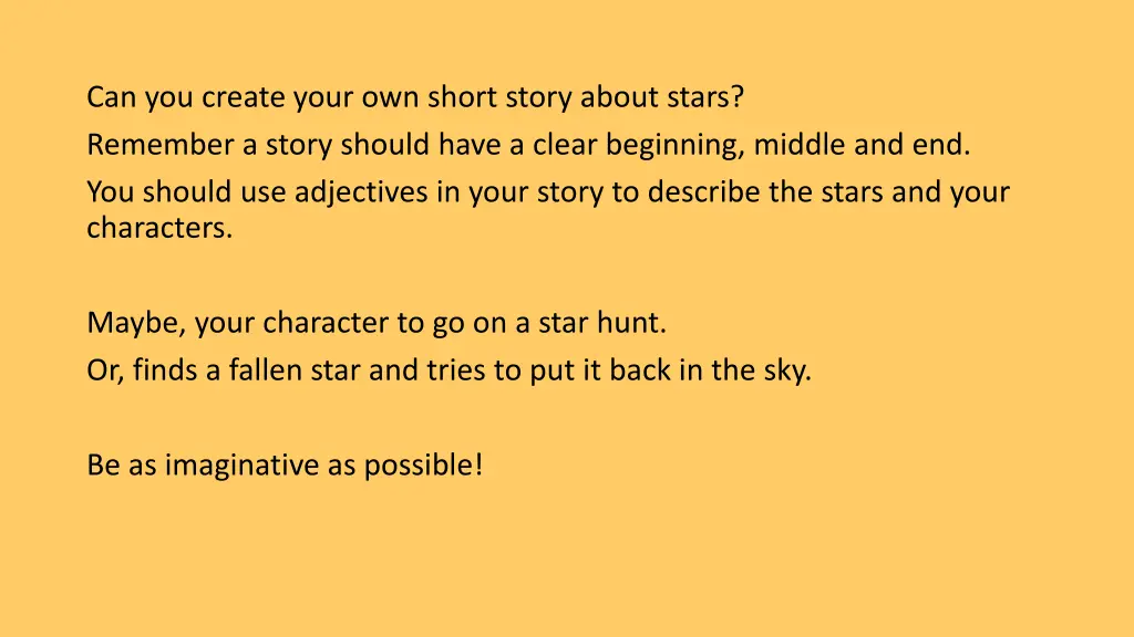 can you create your own short story about stars