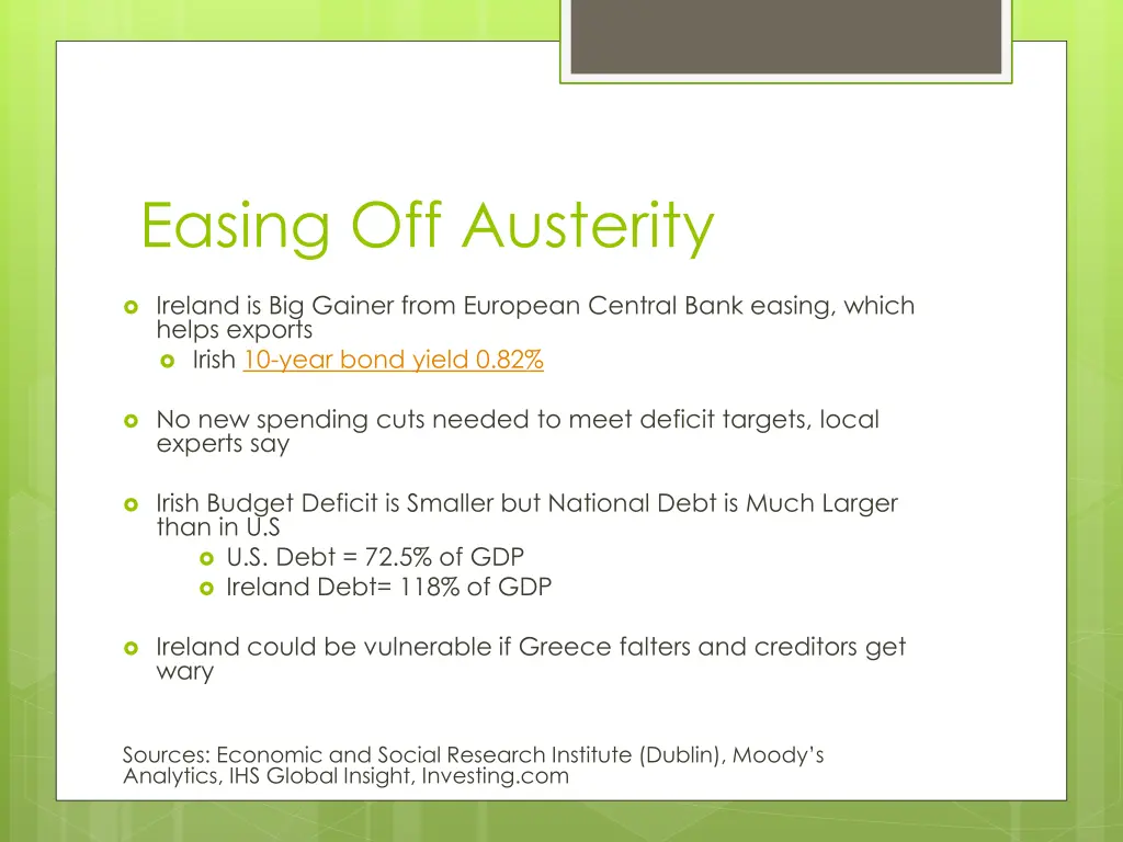 easing off austerity