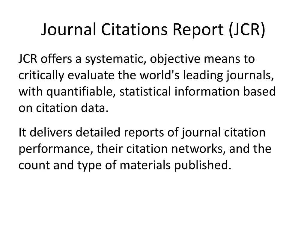 journal citations report jcr