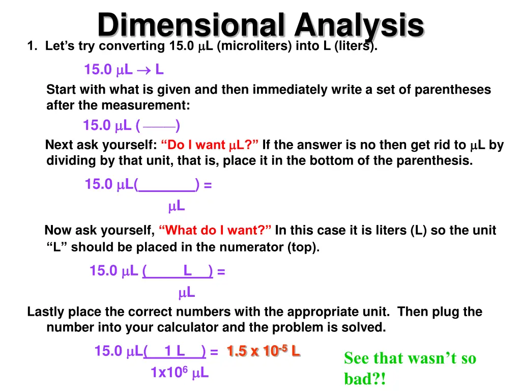 dimensional analysis 1 let s try converting