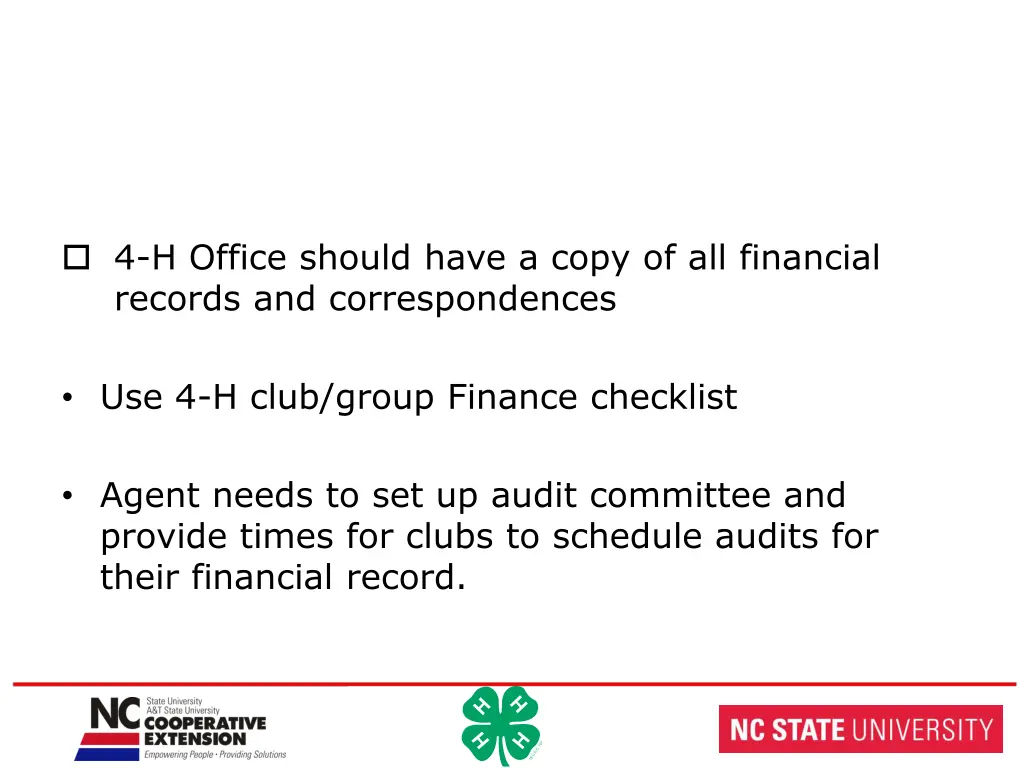 4 h office should have a copy of all financial