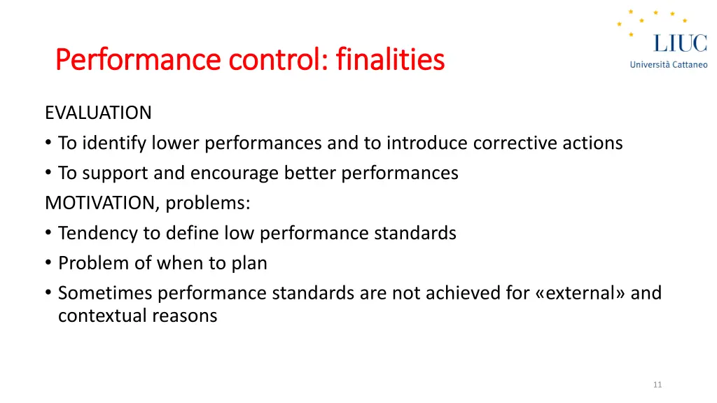 performance control performance control finalities