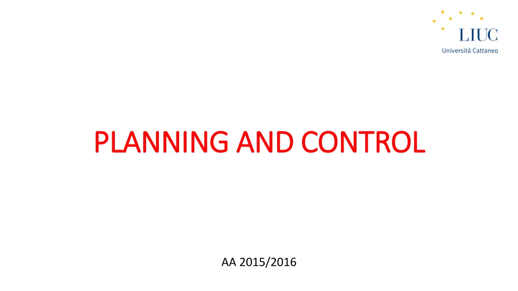 planning and control planning and control