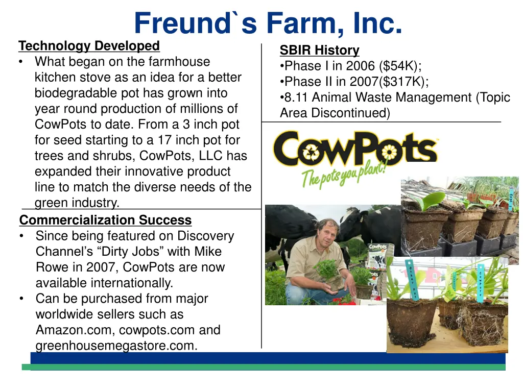 freund s farm inc technology developed what began