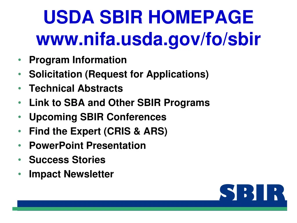 usda sbir homepage www nifa usda gov fo sbir