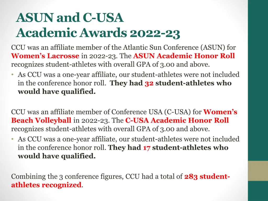asun and c usa academic awards 2022