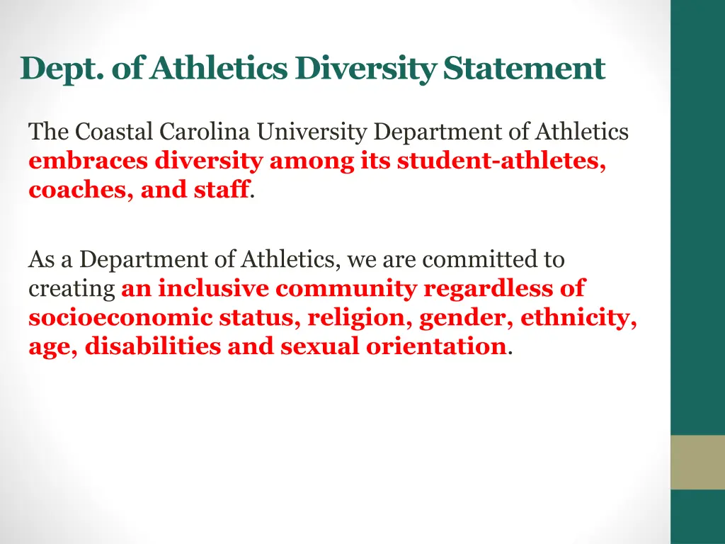 dept of athletics diversity statement