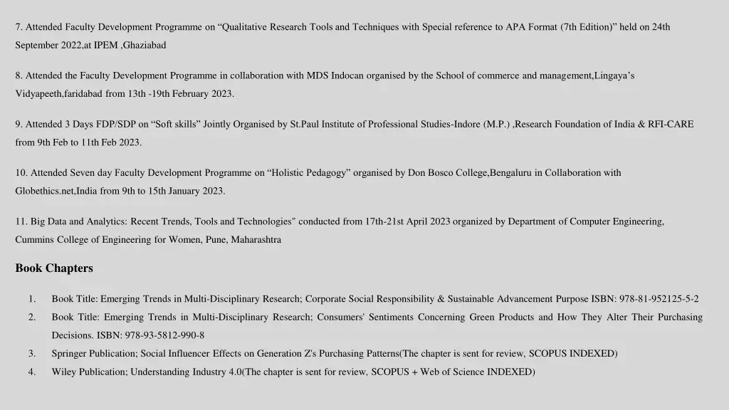 7 attended faculty development programme