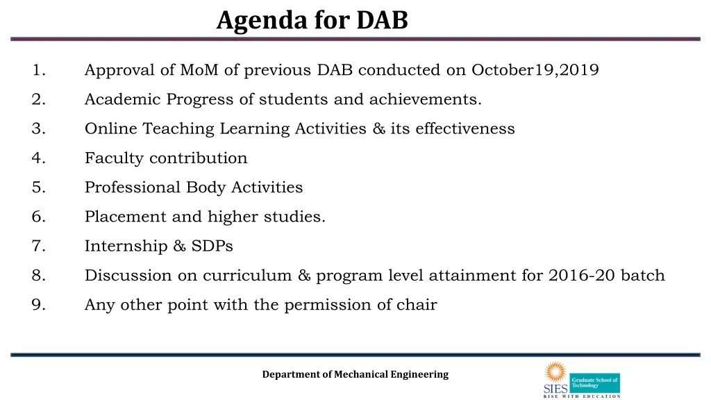 agenda for dab