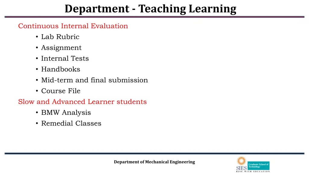 department teaching learning 1