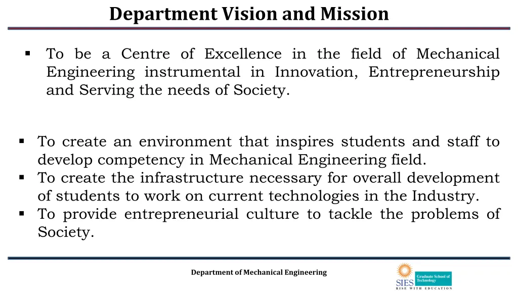 department vision and mission