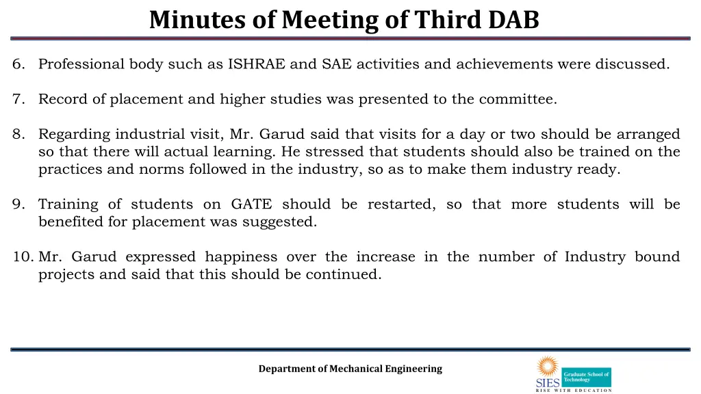 minutes of meeting of third dab 1